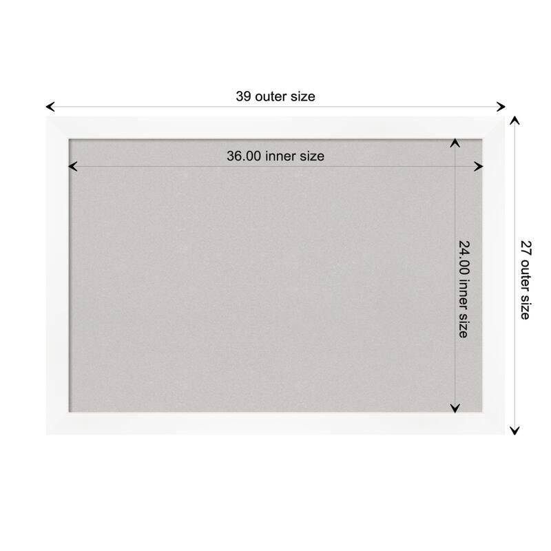 Cabinet White Narrow Framed Grey Corkboard Bulletin Board - Board Size 36x24