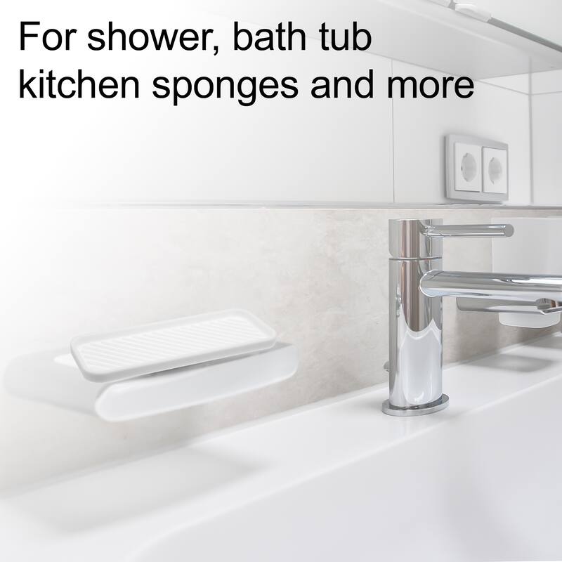 Soap Dish Keep Soap Dry for Home Bathroom Kitchen Silicone 22.8x9cm - White