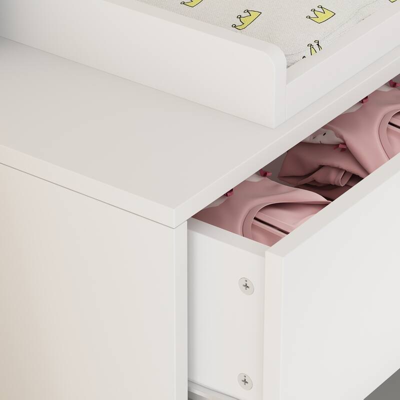 Kerrogee 6-Drawer Dresser with Changing Table - Grey