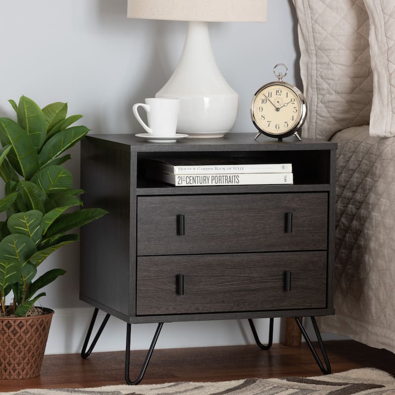 Glover Dark Brown Finished 2-Drawer Nightstand