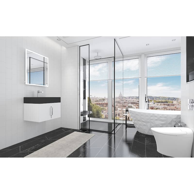 Amazon 24" Wall Mounted Bathroom Vanity Set w/ Black Top