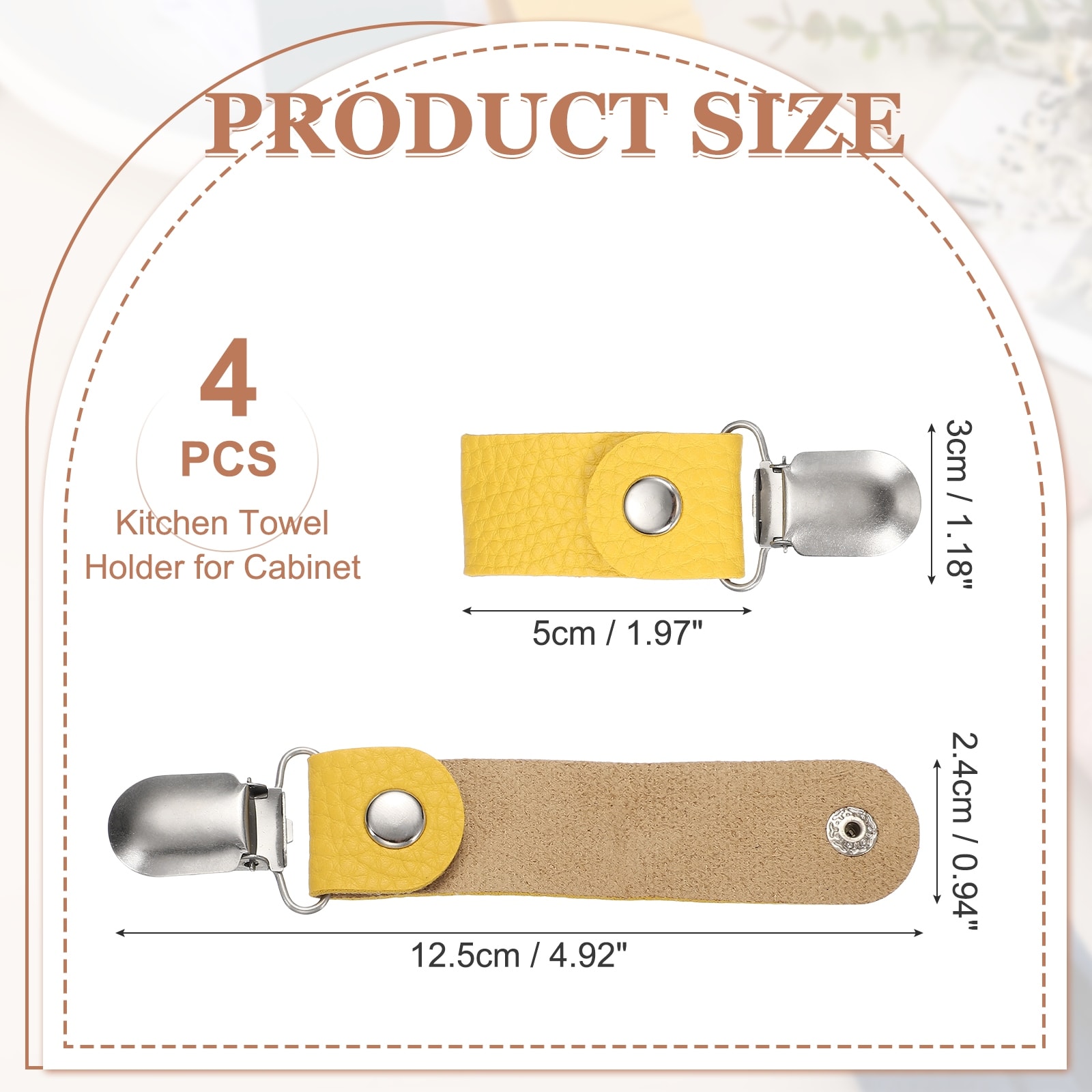 Towel Ring Holder with Clip, Kitchen Bathroom Dish Towels Holder Leather Wall Hook Oven Door Hanger for Home Decor