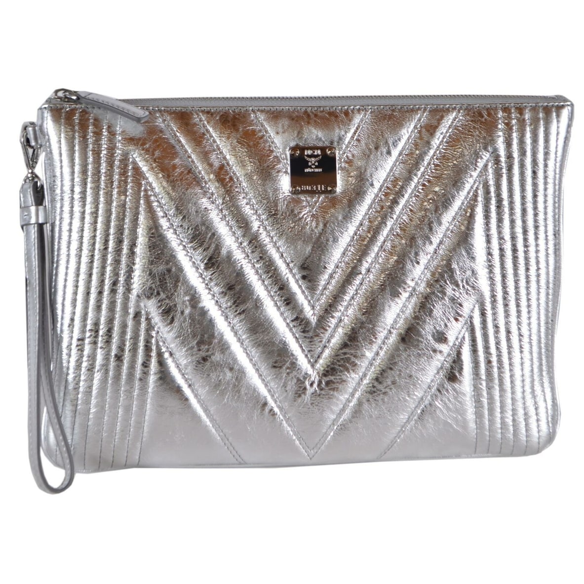 silver leather purse