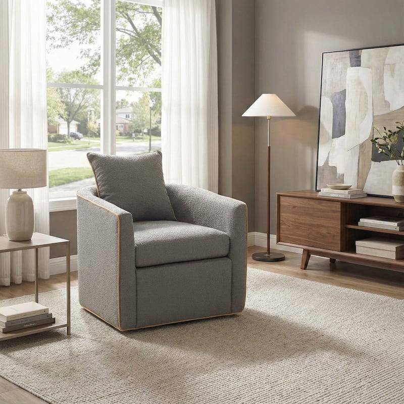 Swivel Accent Chair Upholstered Club Chair Barrel Sofa Chair for Living Room , Reading Corner, and Small Spaces