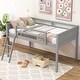 preview thumbnail 6 of 26, Wood Low Loft Bed with Ladder, Ladder Can Be Placed on the Left or Right Grey-1 - Twin