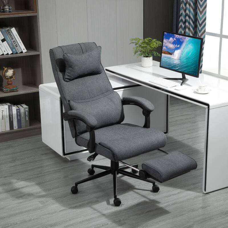 Reclining Office Chair with Headrest, Lumbar Support & Retractable Footrest Big & Tall Design