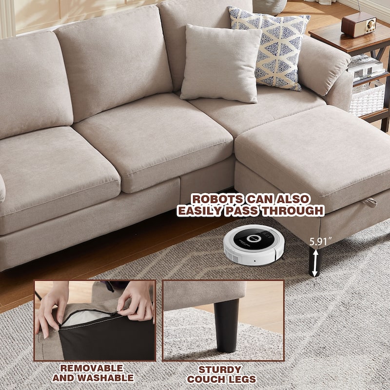 3-Piece Living Room Sectional Sofa Set with Loveseat and Ottoman