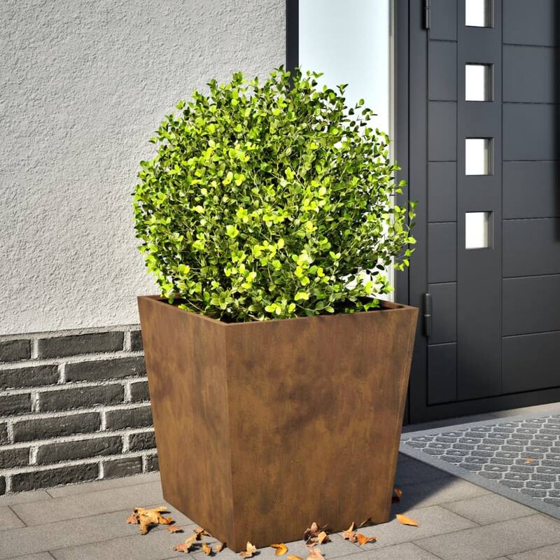 vidaXL Garden Planters Outdoor Flower Pot Patio Raised Bed Planter Box Steel - 19.7 x 19.7 x 19.7 - Black  19.7 x 19.7 x 19.7