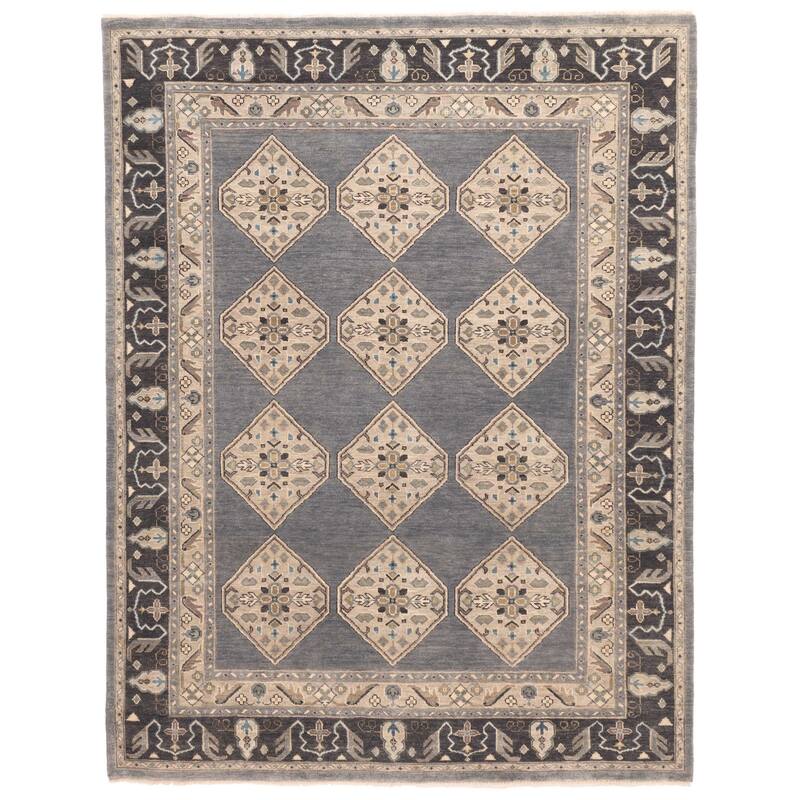 ECARPETGALLERY Hand-knotted Finest Agra Jaipur Dark Grey Wool Rug - 8'6 x 11'3