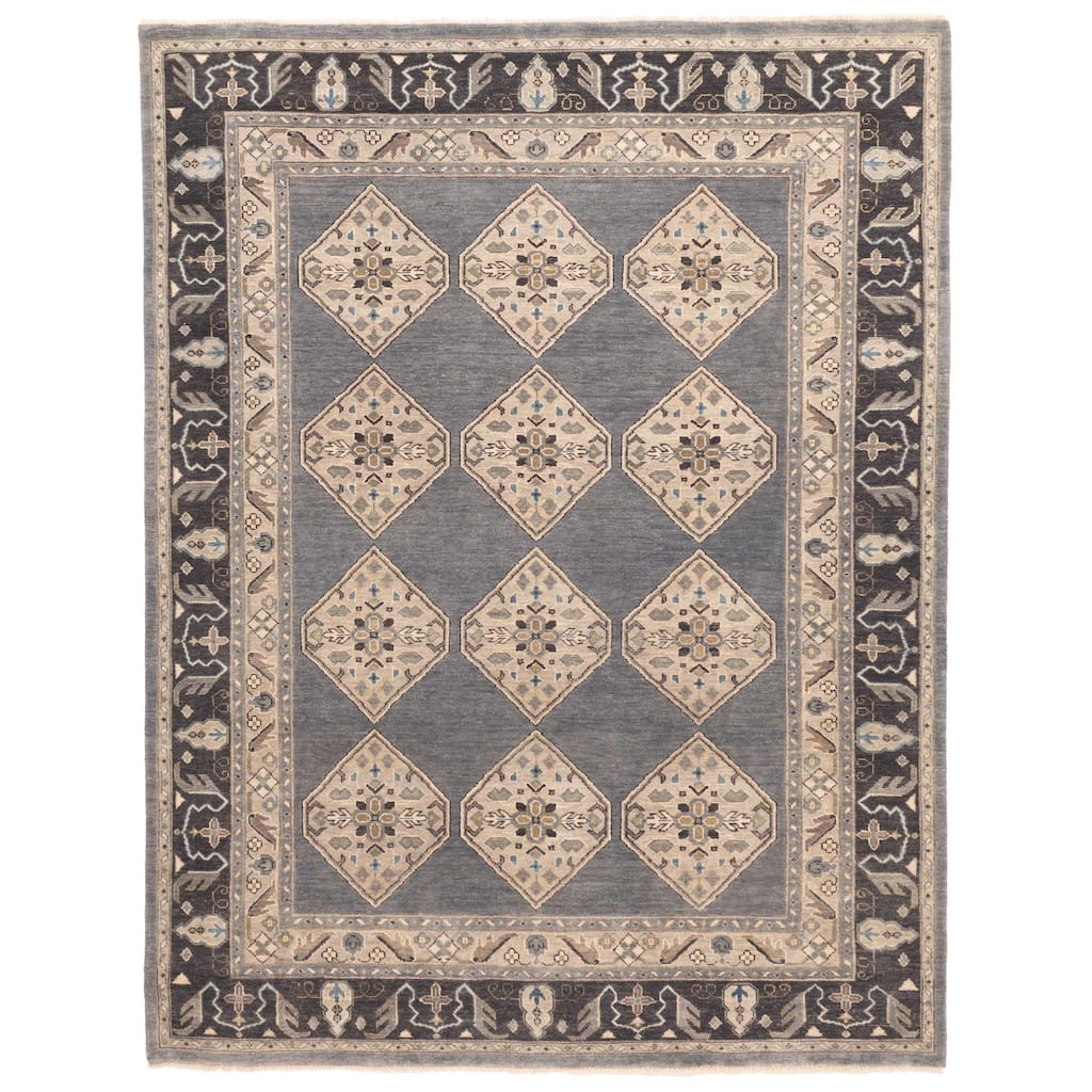 ECARPETGALLERY Hand-knotted Finest Agra Jaipur Dark Grey Wool Rug - 8'6 x 11'3