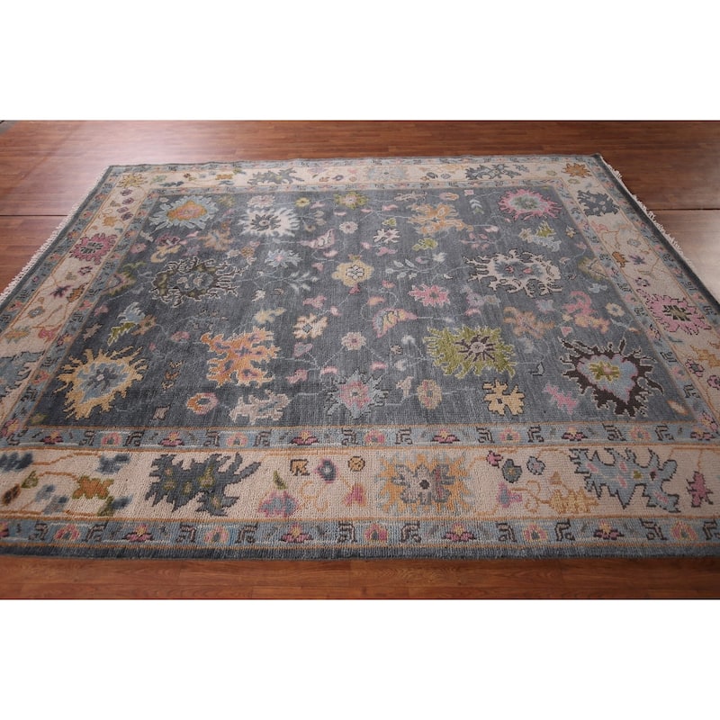 All-Over Floral Oushak Indian Area Rug Handmade Wool Carpet - 8'0"x 9'10"