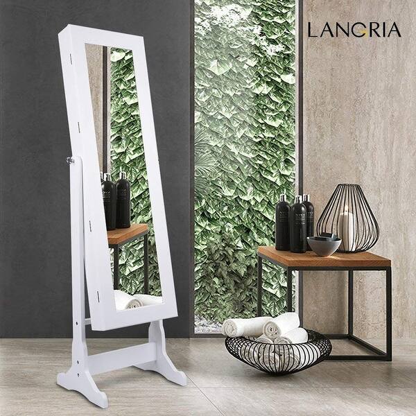 Shop Langria Mirrored Jewelry Cabinet Storage Organizer Armoire