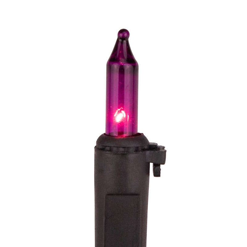 100 Purple Mini Incandescent Christmas Lights 2.5" Spacing Black Wire