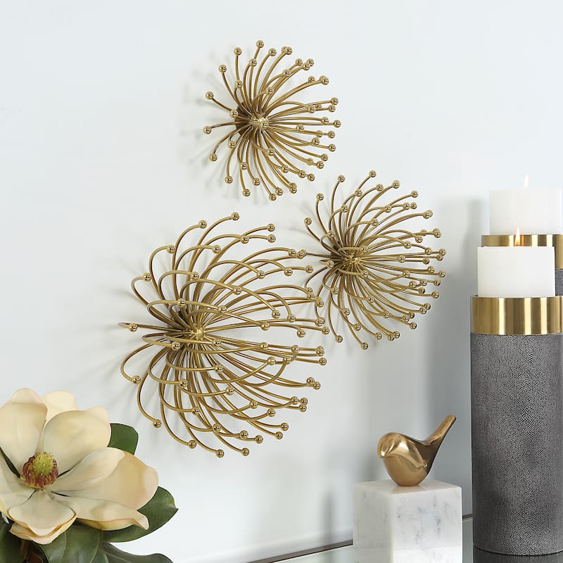 Uttermost Aga Gold Metal Wall Decor, S/3 - 11 W x 7.25 H x 11 D (inches)