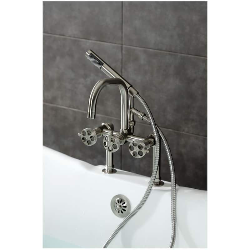 Kingston Brass AE840.RKX Webb Deck Mounted Tub Filler with Built-In