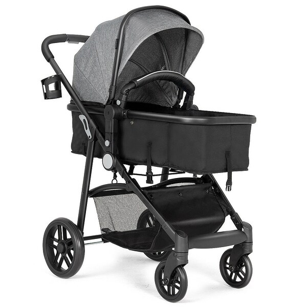 costway 2 in1 foldable baby stroller kids travel newborn infant buggy pushchair black