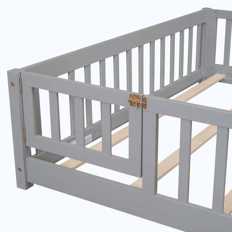 Durable Floor Platform Bed with Fence