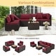 preview thumbnail 20 of 66, EROMMY 6/7 Piece Modular Outdoor Rattan Sofa Set, All-Weather Wicker Patio Furniture with Storage Table, Cushions & Pillows