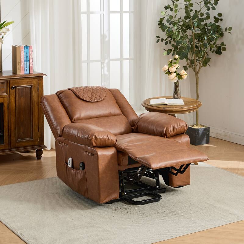 PU Leather Power Lift Recliner - Electric Heat & Massage Chair, Remote Control, Wide Seat - Elderly Comfort Assistive Recliner