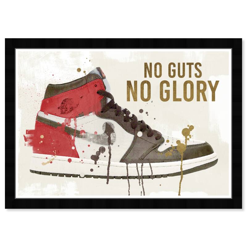 Wynwood Studio Prints Sports and Teams No Glory Sneaker White and Cream White Modern & Contemporary Wall Art Canvas Print