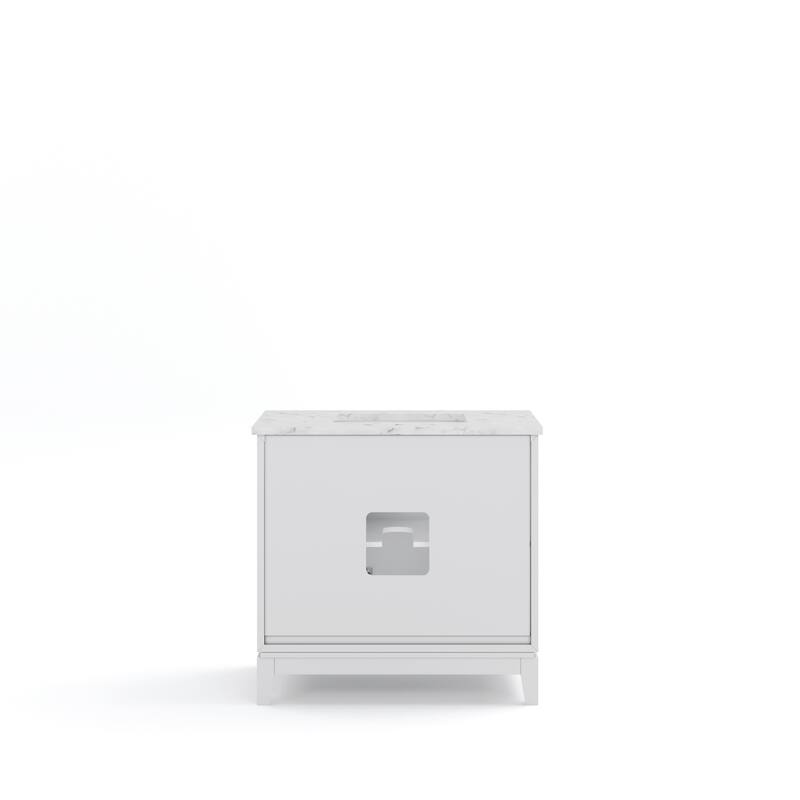 Elizabeth 36" Carrara White Marble Bathroom Vanity With Faucet