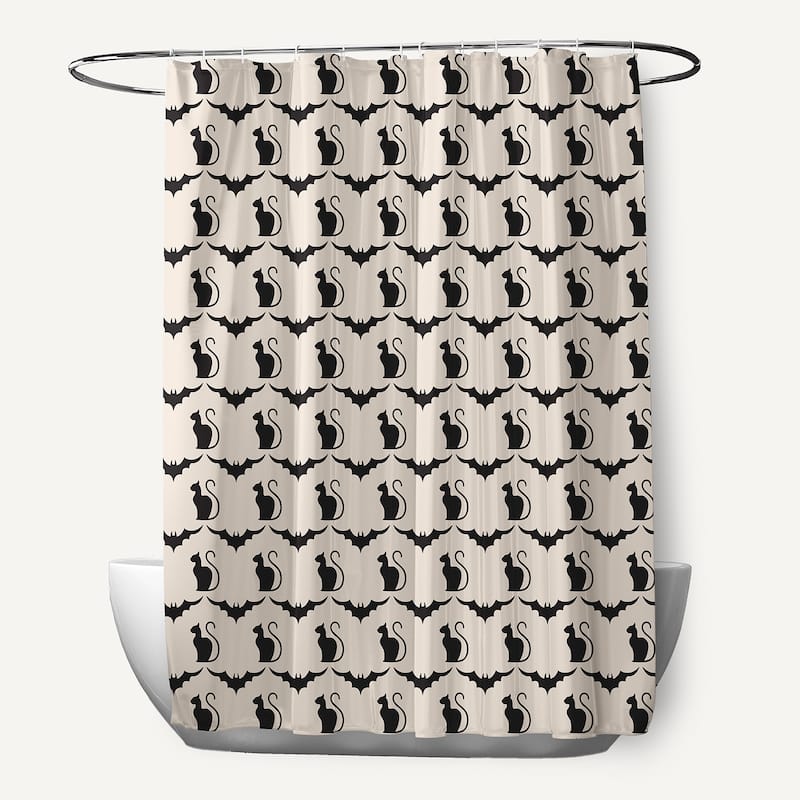 Cats and Bats Shower Curtain - Cream