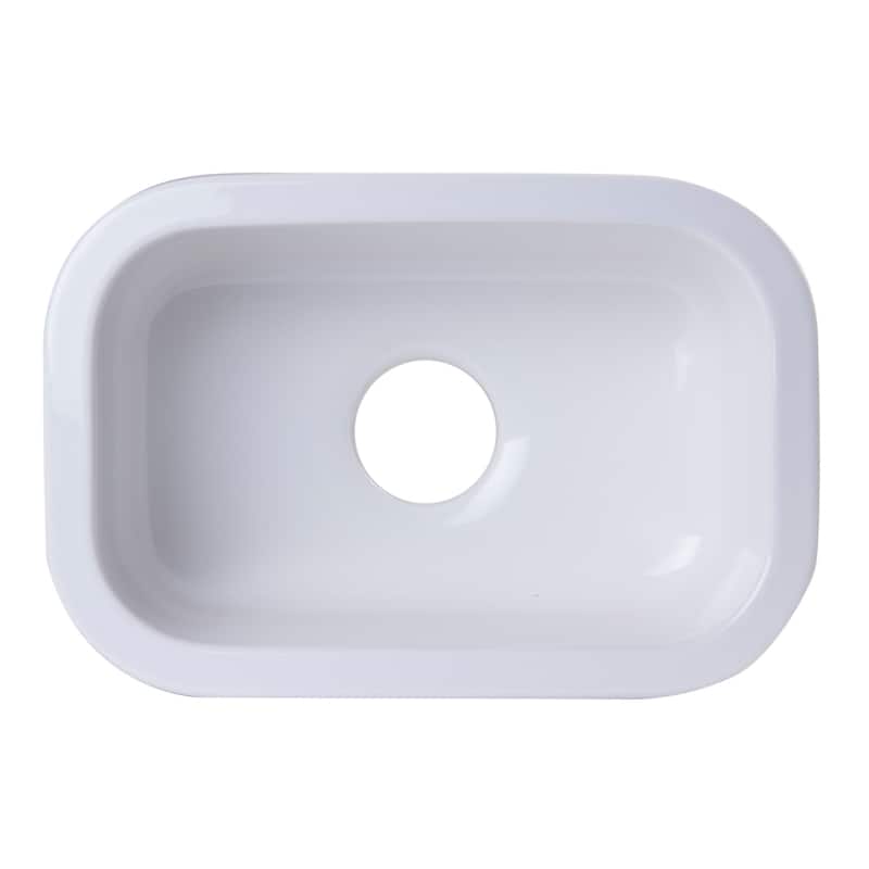 Alfi Fireclay Small Rectangle Undermount or Drop-in Prep/Bar Sink - White
