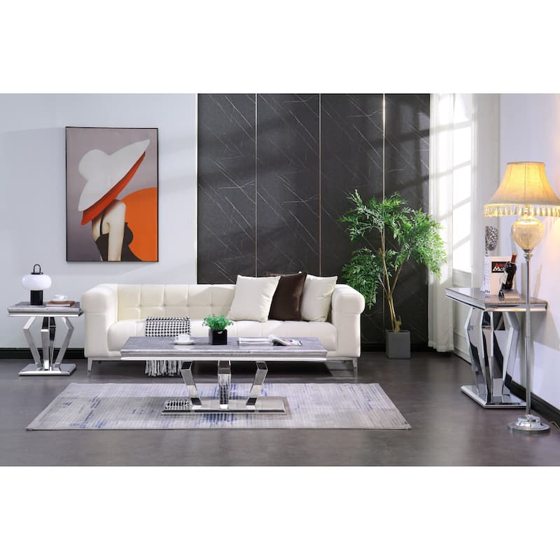 End Table with mirror Geometric Metal Base for Living Room, Bedroom, Sofa Couch