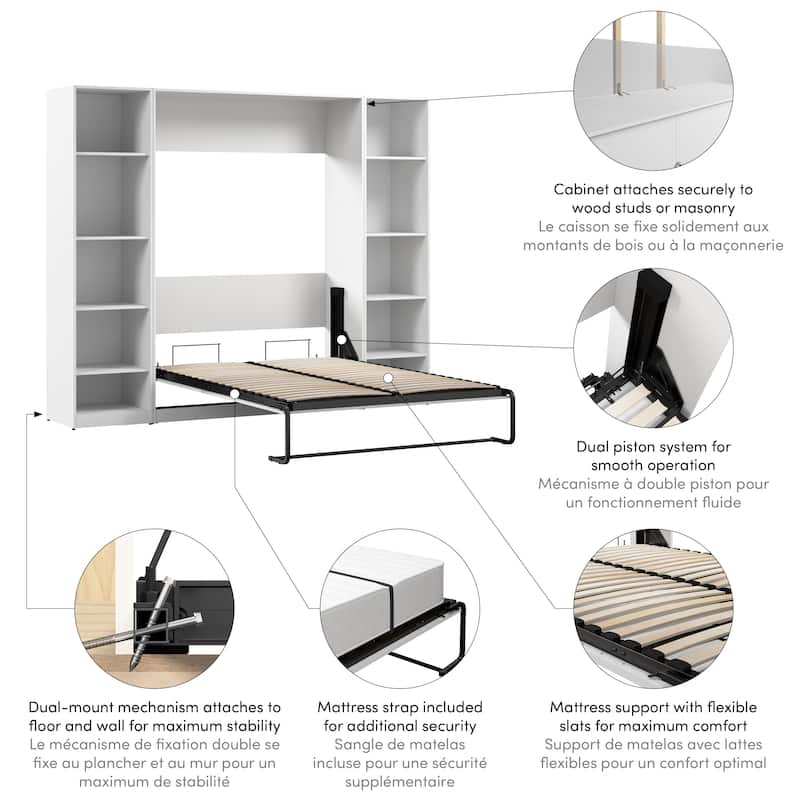 Claremont Full Murphy Bed with Closet Organizers (99W) by Bestar