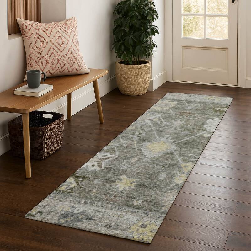 Premium Washable Super Soft Traditional Kashmir Mayfield Rug - Pewter - 2'3" x 7'6"