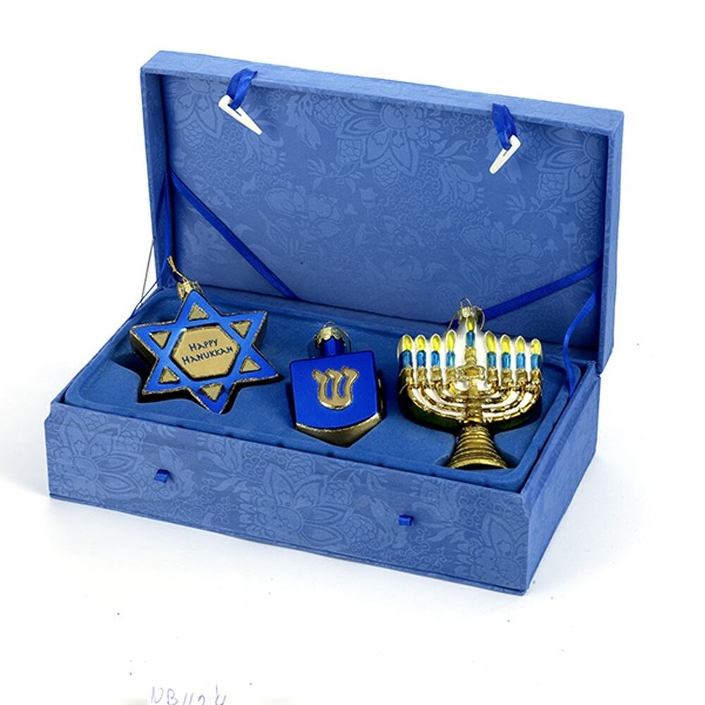 Shop 4 5 Indigo Blue Floral Pattern Hanukkah Box Decorative Ornaments Overstock 22115966