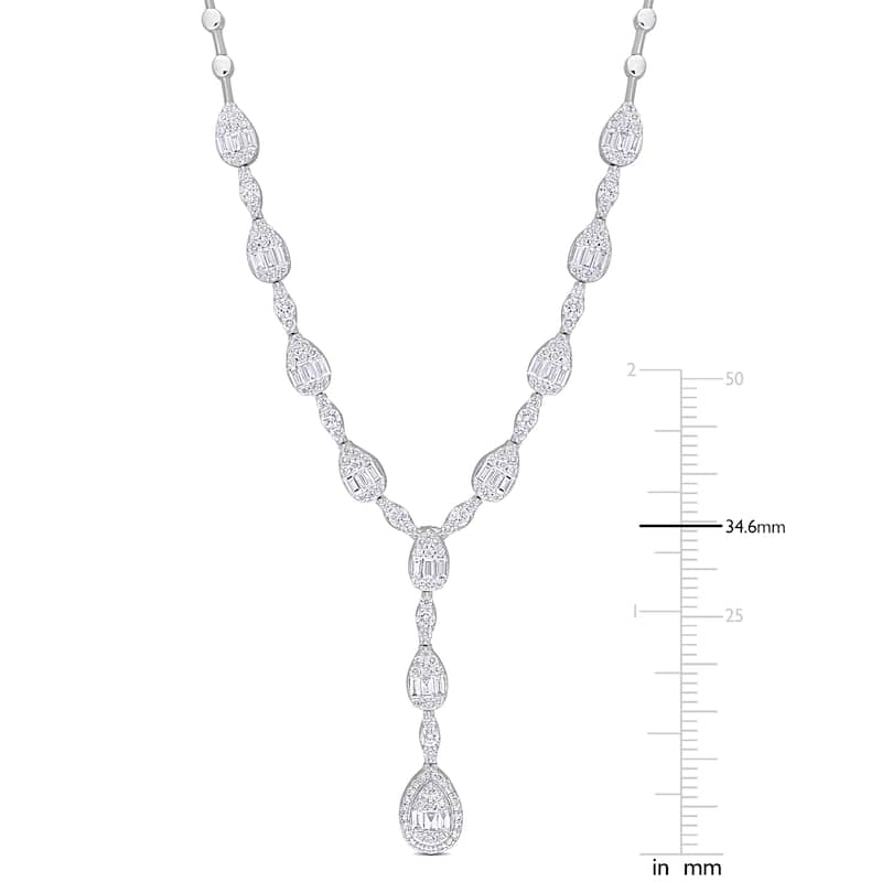 Miadora 14k White Gold Diamond Lariat Necklace 1 3/4ct TDW 16+1" or 17"