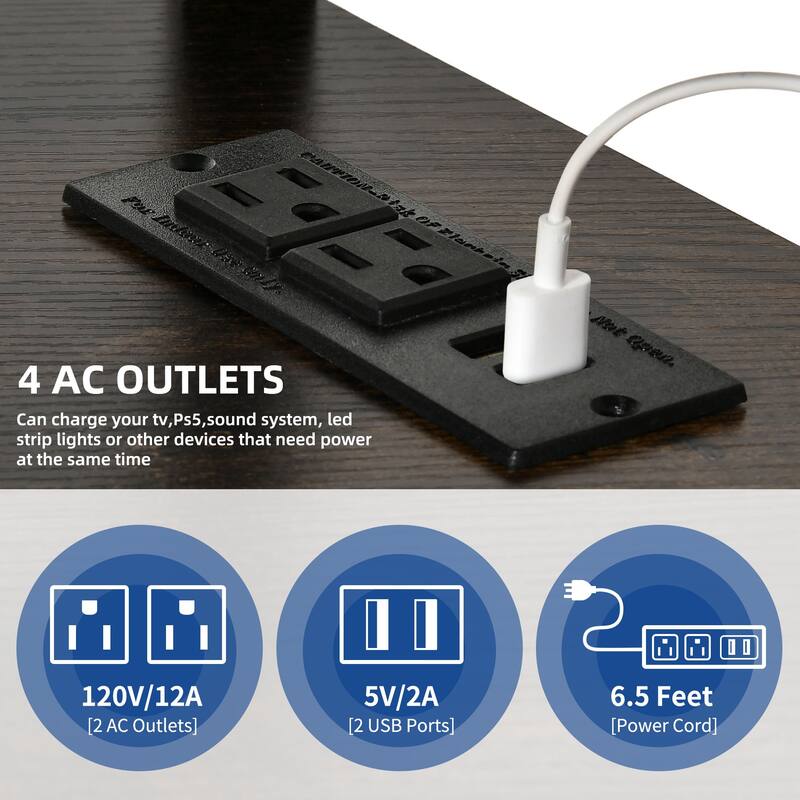 Moasis LED Light TV Stand with Mount, Power Outlet amd USB Port for TVs up to 70"