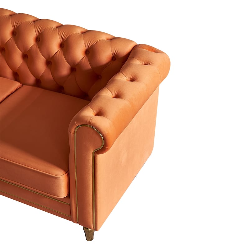 Modern Velvet Sofa 84.65 inch for Living Room