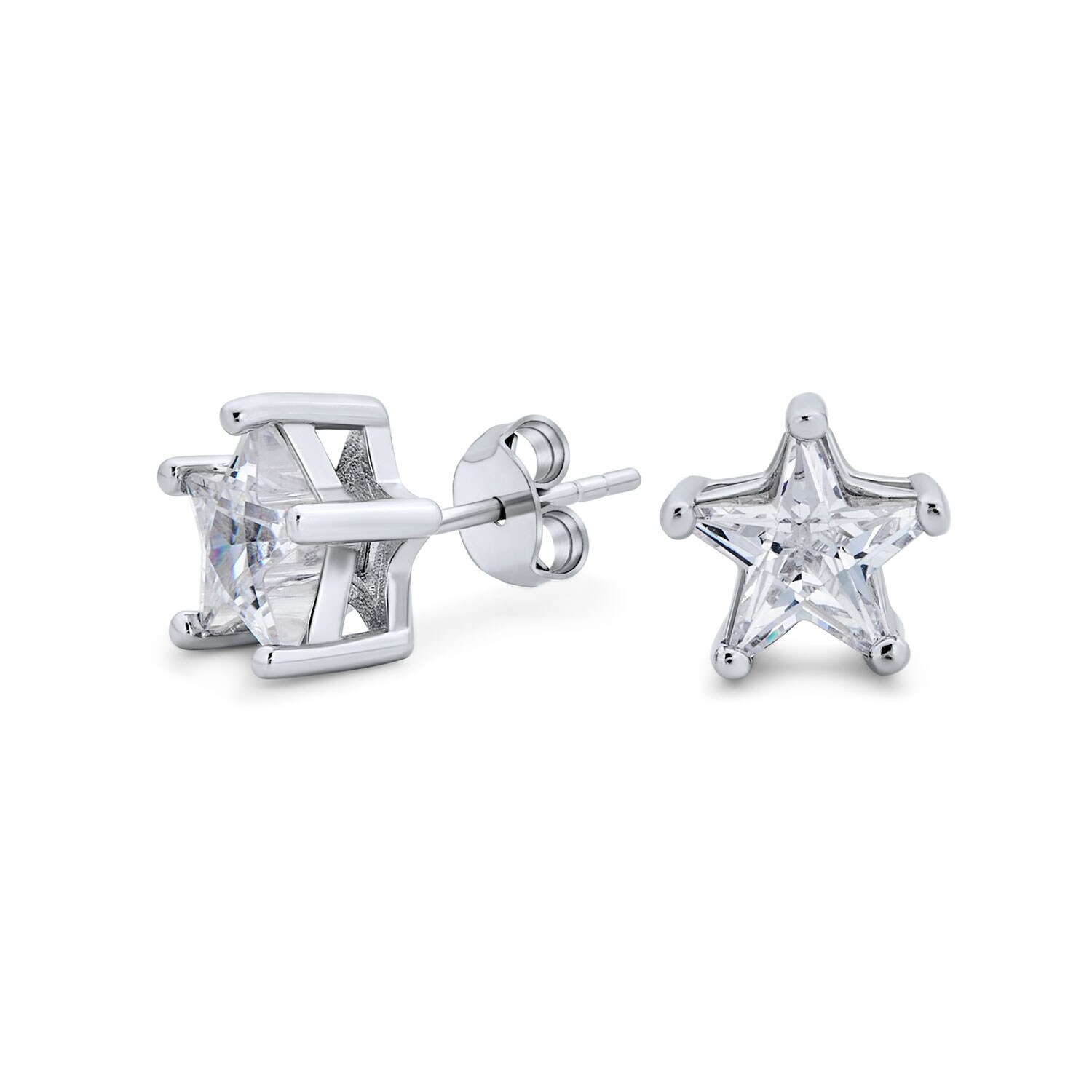 925 Sterling Silver Cubic Zirconia Cz Star Post Stud Earrings Celestial Fine Jewelry Gifts For Women For Her