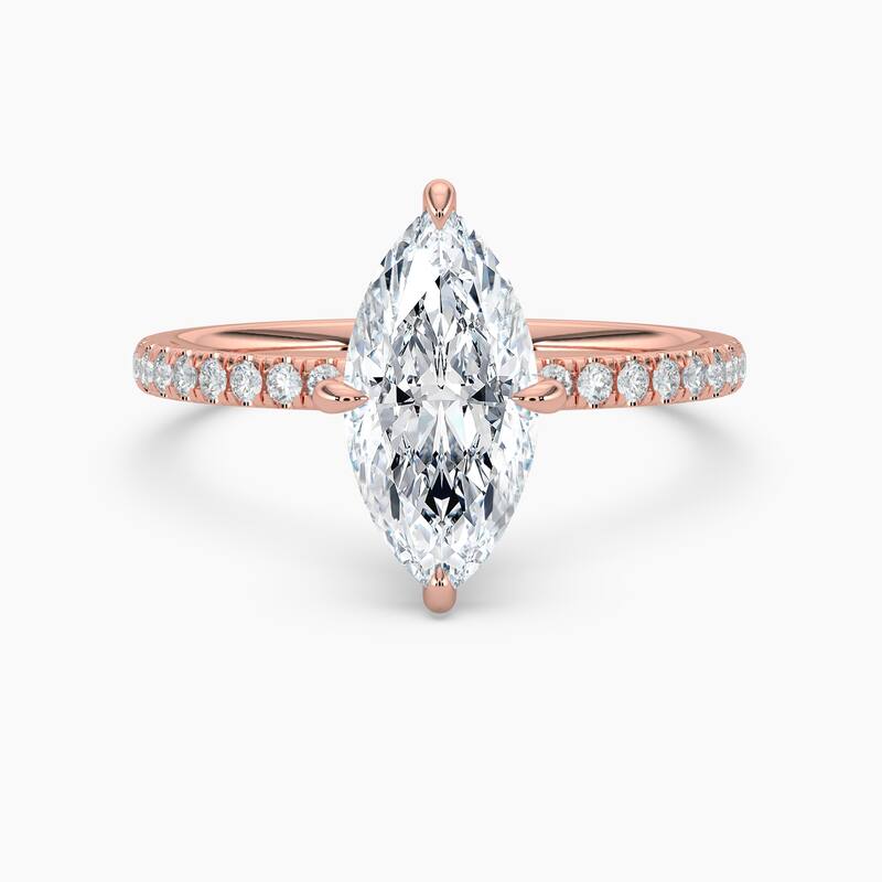 Auriya 14k Gold Lab Grown Marquise Diamond Luxe Hidden Halo Engagement Ring 1.00 to 5.00 ct. tw. (F-G, VS) - 6 - 1.00 carats - Rose
