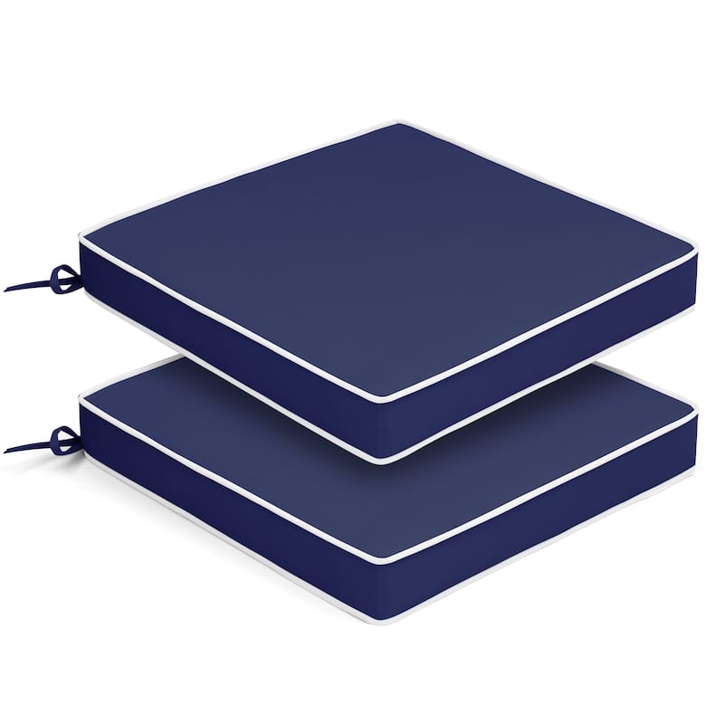 Outdoor Indoor Dining Chairs Cushion Set Seat Pad Chair Cushion - 2PCS - Navy Blue - 18.8 inches
