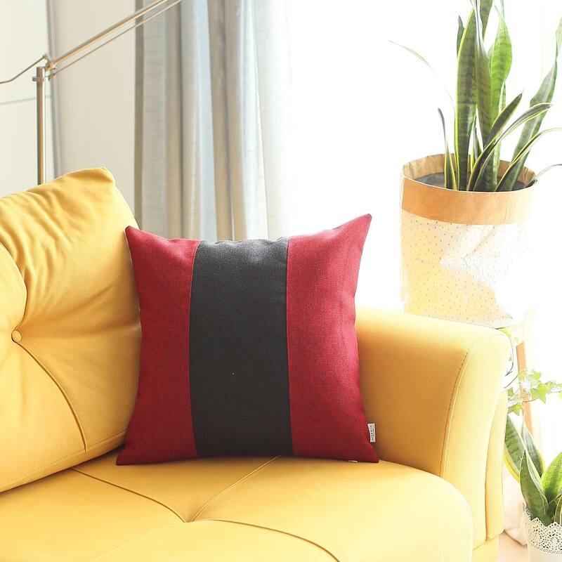 Black and Yellow Centered Strap Throw Pillow