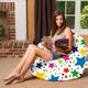 Kids Bean Bag Chair, Big Comfy Chair - Machine Washable Cover - 48 Inch Extra Large - Canvas Stars Bright Multi-Colored