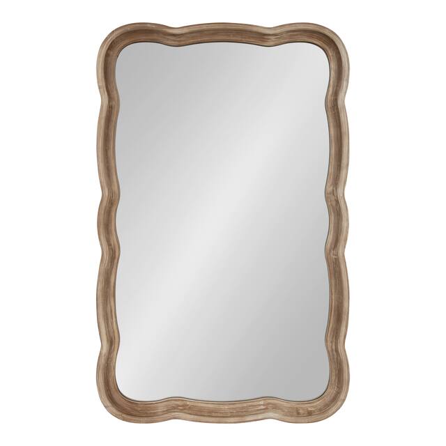 Kate and Laurel Hatherleigh Scallop Wood Wall Mirror - 24x38 - Rustic Brown
