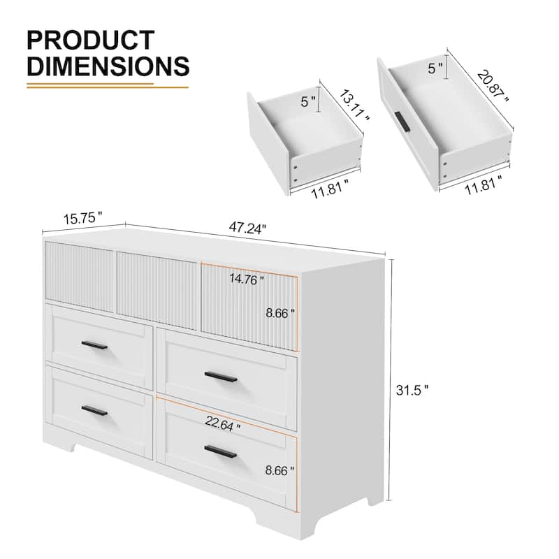 7 Drawer Large Drawers Furniture Storage Cabinet Bedroom
