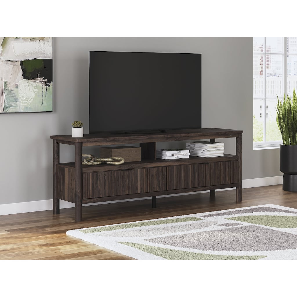 Signature Design by Ashley Cadmori Brown 72" TV Stand up to 82" - 72"W x 19"D x 27"H