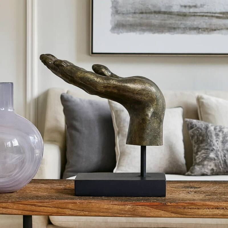 Lizzy Tabletop Decorative Hand Sculpture, Black, Bronze Resin 14 Inch