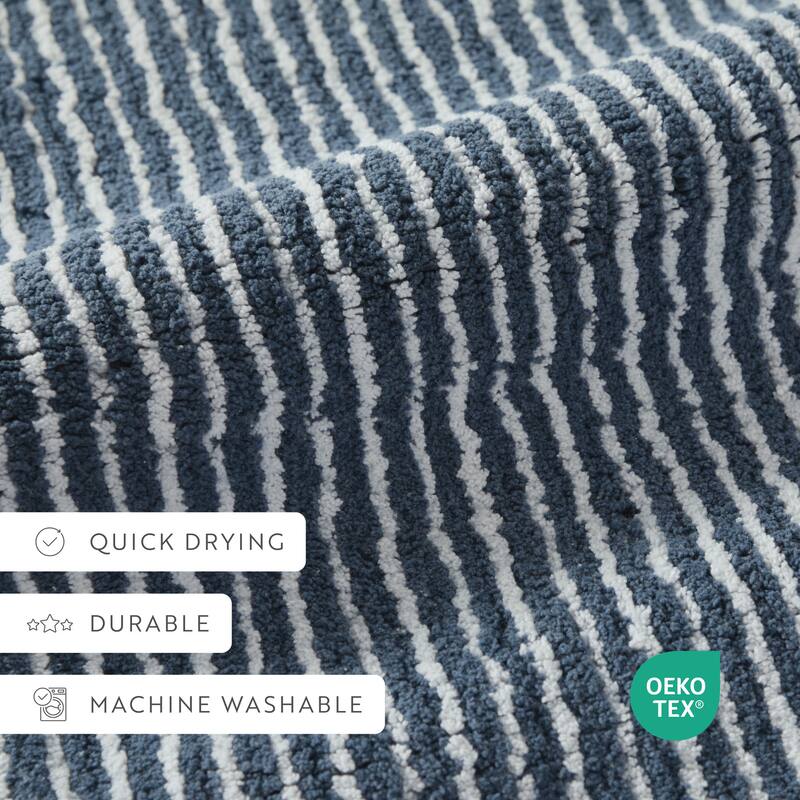 Becky Cameron 100% Cotton Pinstripe Patterned Bath Mat