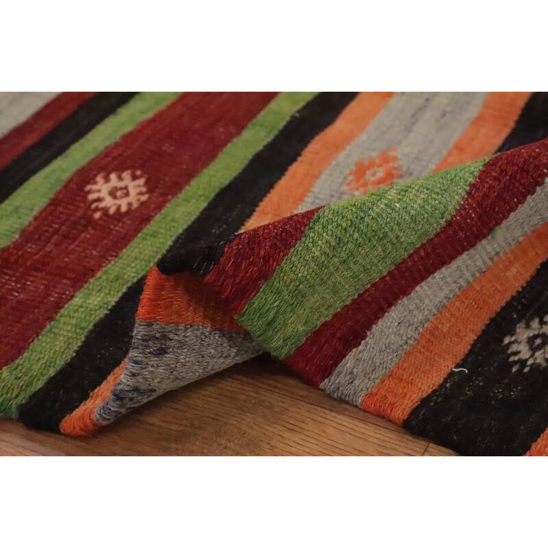 Hand Woven Oriental 100% Wool Carpet Southwestern Tribal Multi-Colored Kilim Area Rug - 10' 6'' X 6' 3''