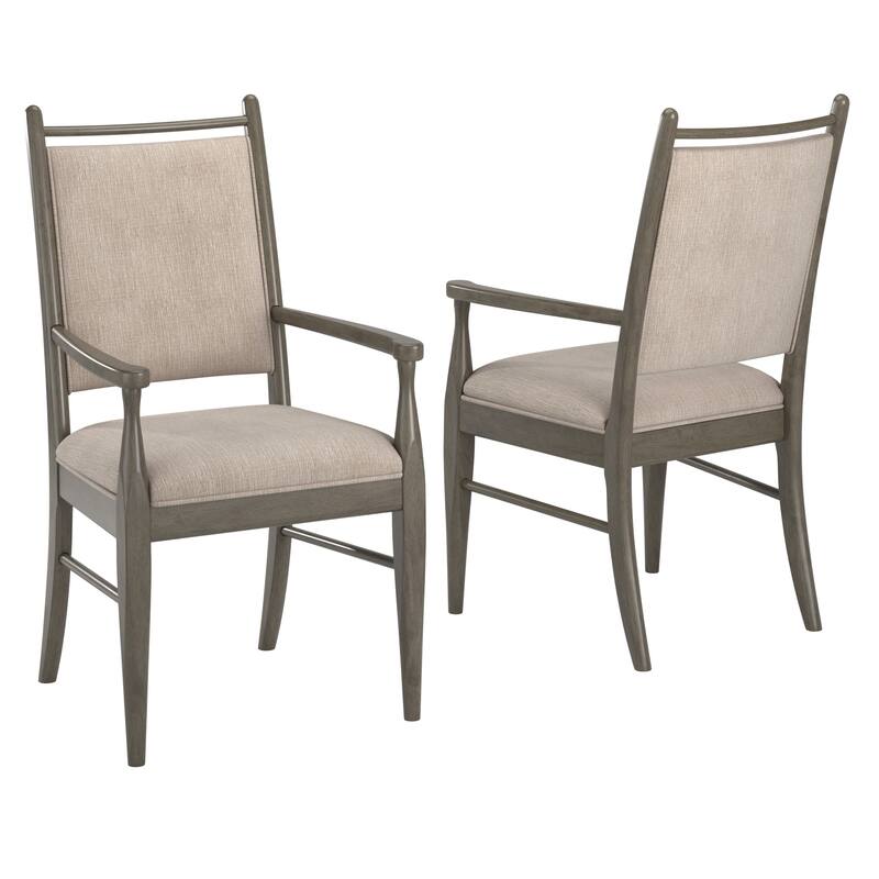 Harstad Wood Finish Beige Fabric Arm Chair (Set of 2) by iNSPIRE Q Modern - Grey