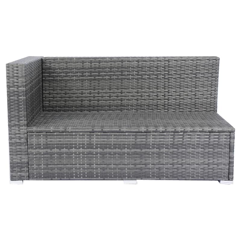 8 Piece Patio Sectional Wicker Rattan Outdoor Furniture Sofa Set with One Storage Box Under Seat