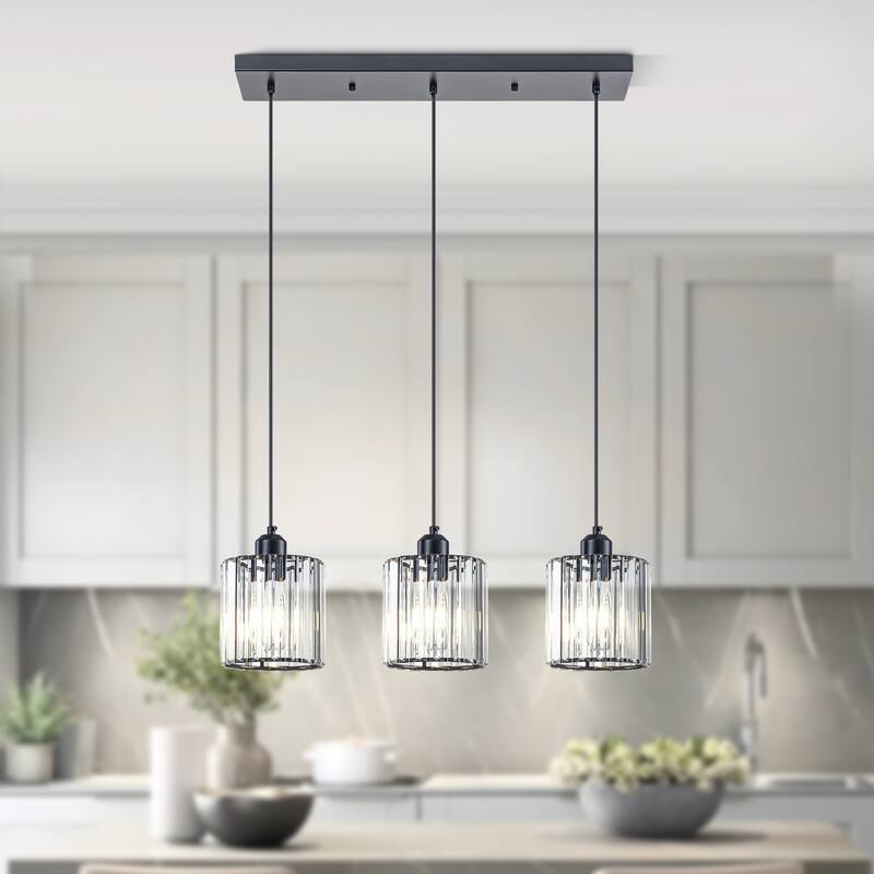 Starsky 3-Light Modern Linear / Cluster Pendant Light with Glass Shade