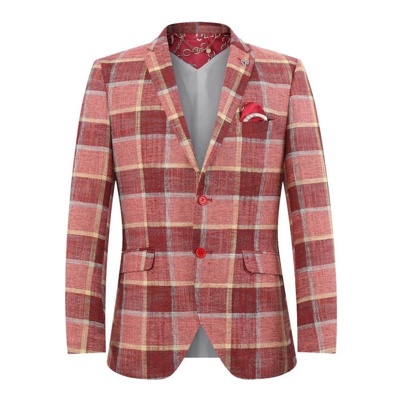 Elie Balleh Men's Plaid Slim Fit Jacket