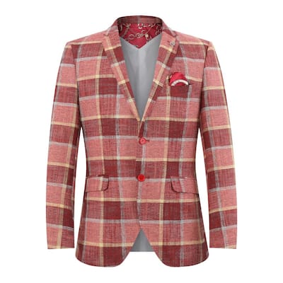 Elie Balleh Men's Plaid Slim Fit Jacket